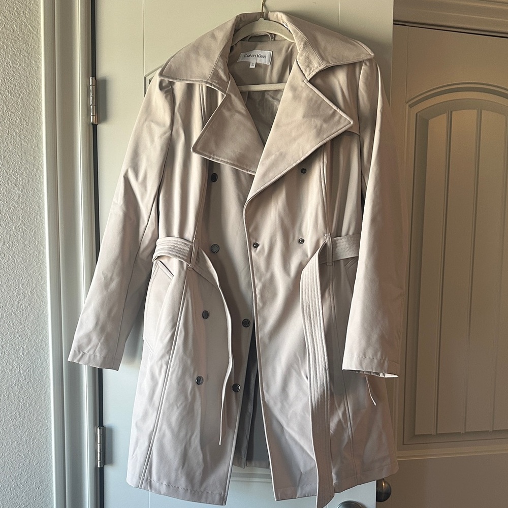 Calvin Klein Beige Double-Breasted Trench Coat